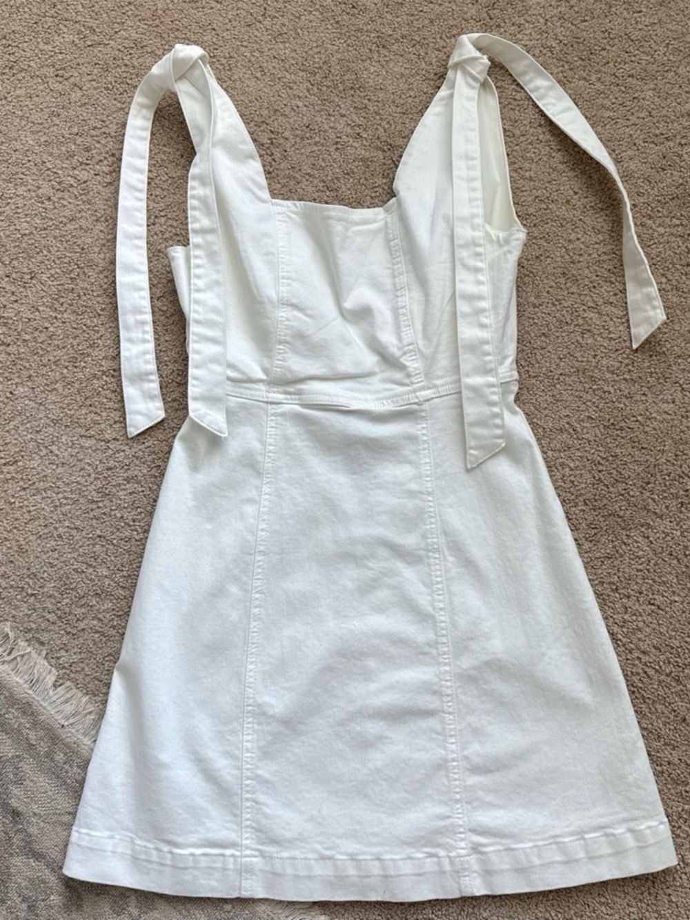 White Tie-Shoulder Cotton Sundress - Elegant Casual
